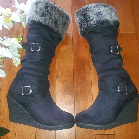 Top Moda black winter boots size 5.5 - Picture 3 of 5